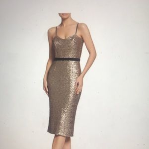 DRESS THE POPULATION Emma Gold Sequin Dress NWT